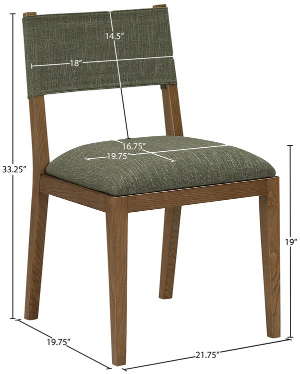 Meridian Furniture Avon Olive Linen Performance Upholstered Side Chair with Solid Ash Wood Frame 88014Olive-SC
