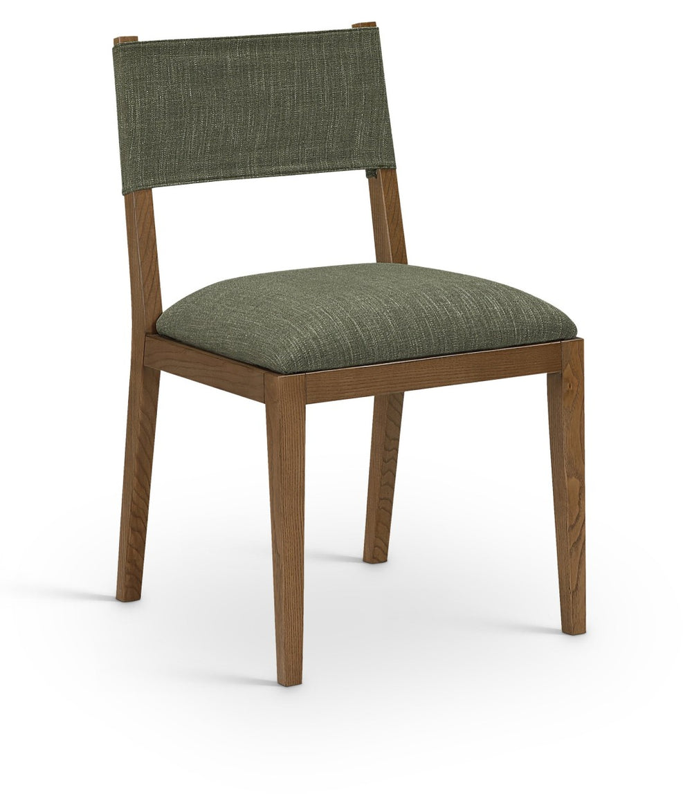 Meridian Furniture Avon Olive Linen Performance Upholstered Side Chair with Solid Ash Wood Frame 88014Olive-SC