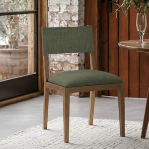 Meridian Furniture Avon Olive Linen Performance Upholstered Side Chair with Solid Ash Wood Frame 88014Olive-SC