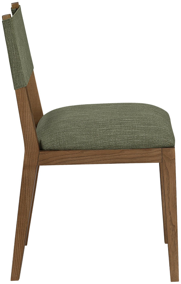 Meridian Furniture Avon Olive Linen Performance Upholstered Side Chair with Solid Ash Wood Frame 88014Olive-SC
