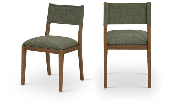 Meridian Furniture Avon Olive Linen Performance Upholstered Side Chair with Solid Ash Wood Frame 88014Olive-SC