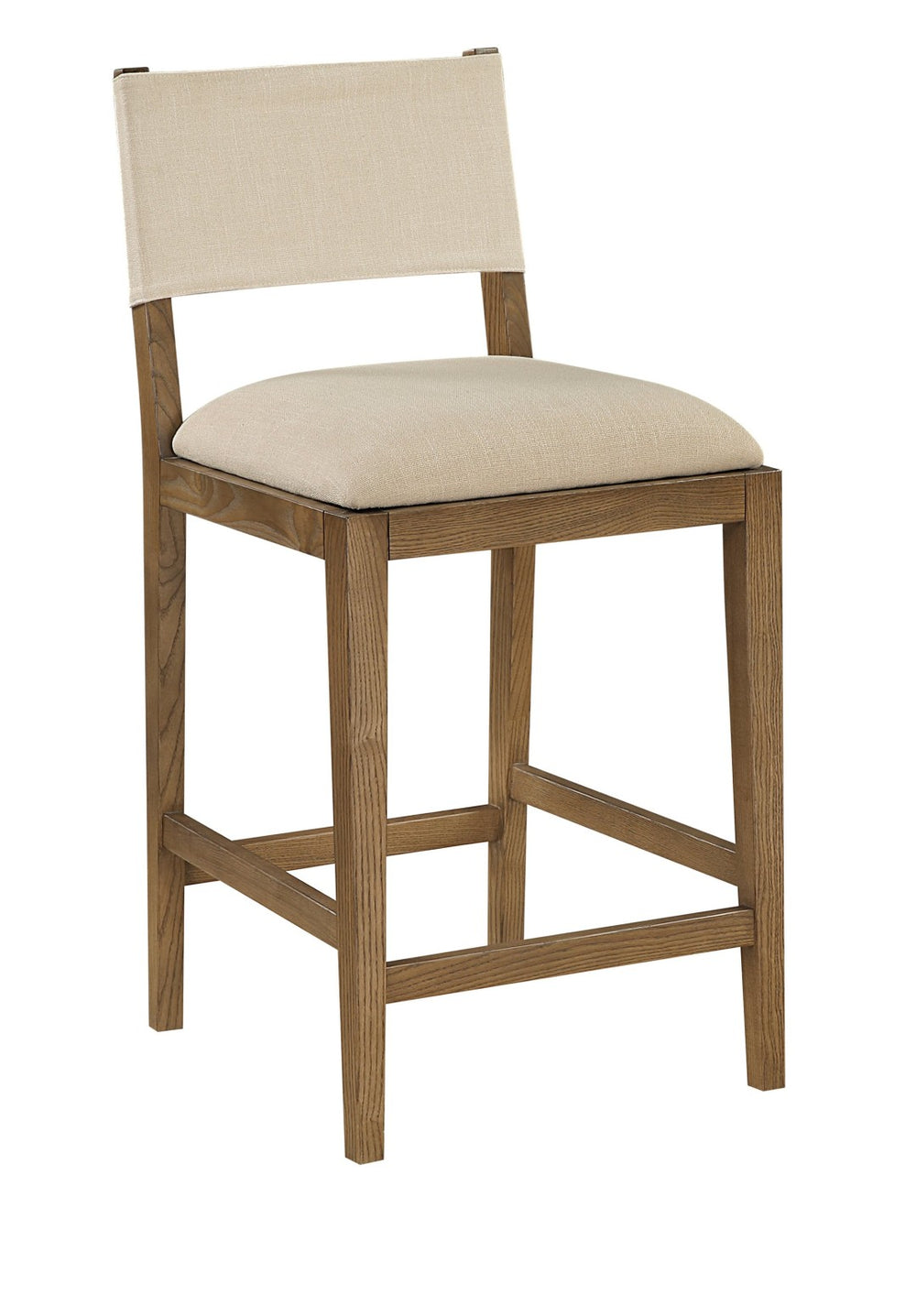 Meridian Furniture Avon Upholstered Counter Stool Walnut Ash Frame Stain Resistant Linen Kitchen Island 88015Beige-C