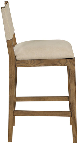 Meridian Furniture Avon Upholstered Counter Stool Walnut Ash Frame Stain Resistant Linen Kitchen Island 88015Beige-C