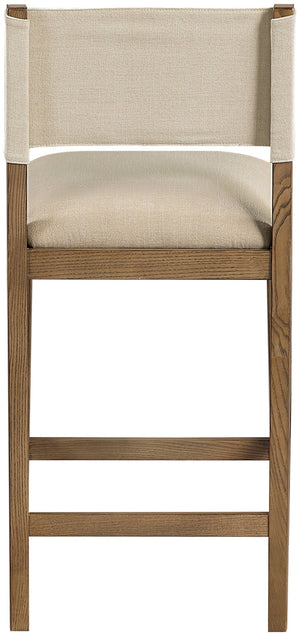 Meridian Furniture Avon Upholstered Counter Stool Walnut Ash Frame Stain Resistant Linen Kitchen Island 88015Beige-C