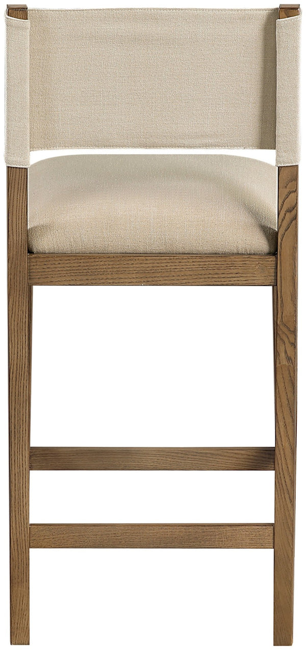 Meridian Furniture Avon Upholstered Counter Stool Walnut Ash Frame Stain Resistant Linen Kitchen Island 88015Beige-C