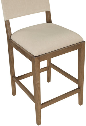 Meridian Furniture Avon Upholstered Counter Stool Walnut Ash Frame Stain Resistant Linen Kitchen Island 88015Beige-C