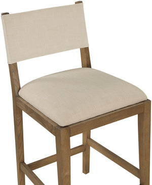 Meridian Furniture Avon Upholstered Counter Stool Walnut Ash Frame Stain Resistant Linen Kitchen Island 88015Beige-C