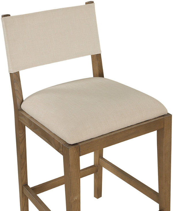 Meridian Furniture Avon Upholstered Counter Stool Walnut Ash Frame Stain Resistant Linen Kitchen Island 88015Beige-C