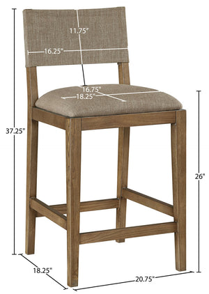 Meridian Furniture Avon Performance Fabric Counter Stool with Ash Wood Frame for Kitchen Islands 88015Brown-C