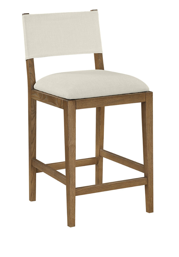 Meridian Furniture Avon Ash Wood Counter Stool with Stain Resistant Linen Fabric for Kitchen Islands 88015Cream-C