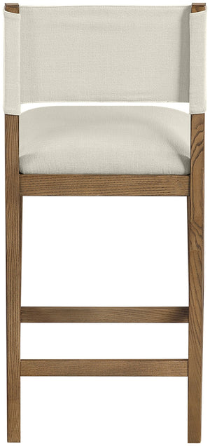 Meridian Furniture Avon Ash Wood Counter Stool with Stain Resistant Linen Fabric for Kitchen Islands 88015Cream-C
