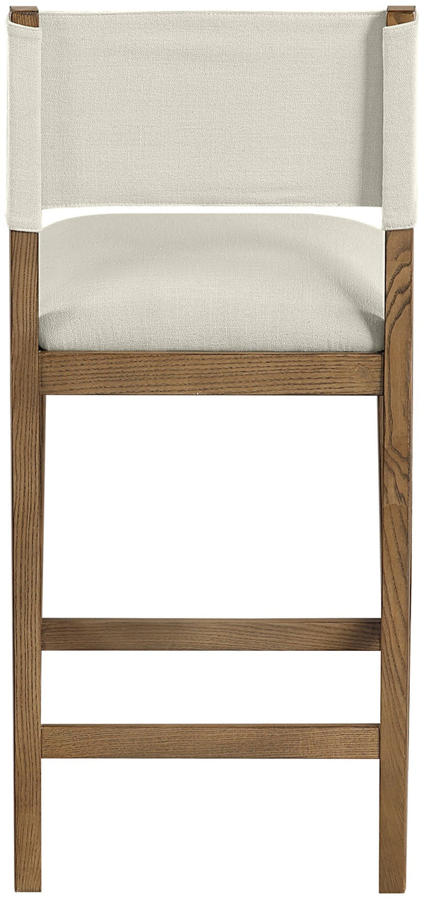Meridian Furniture Avon Ash Wood Counter Stool with Stain Resistant Linen Fabric for Kitchen Islands 88015Cream-C