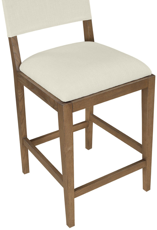 Meridian Furniture Avon Ash Wood Counter Stool with Stain Resistant Linen Fabric for Kitchen Islands 88015Cream-C