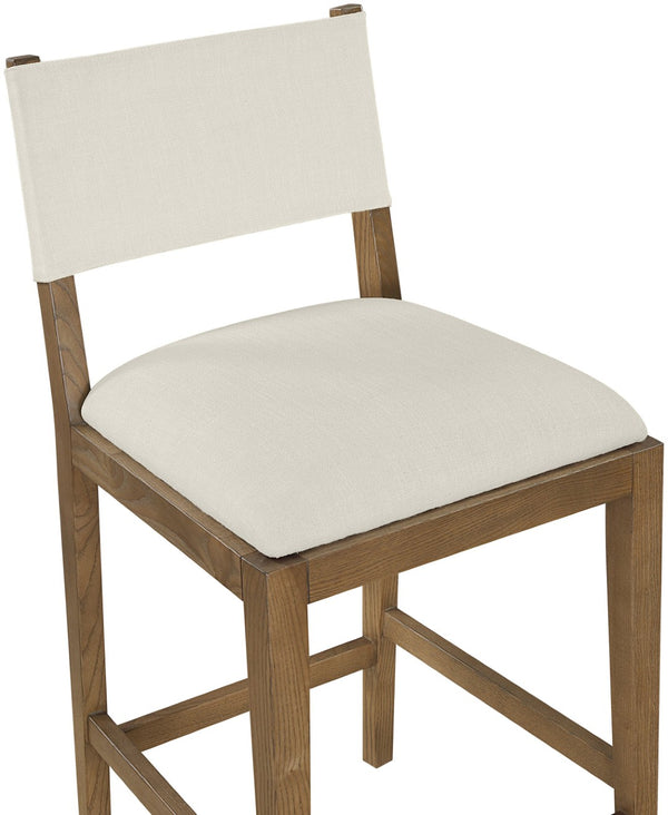 Meridian Furniture Avon Ash Wood Counter Stool with Stain Resistant Linen Fabric for Kitchen Islands 88015Cream-C