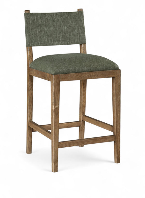 Meridian Furniture Avon Earthy Olive Performance Fabric Counter Stool with Solid Ash Walnut Frame 88015Olive-C