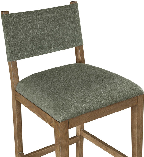 Meridian Furniture Avon Earthy Olive Performance Fabric Counter Stool with Solid Ash Walnut Frame 88015Olive-C