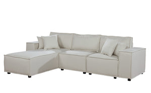 English Elm Harvey Linen Sectional Sofa with Reversible Chaise for Modern Living Rooms B061S00286