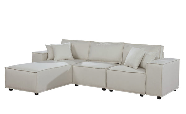 English Elm Harvey Linen Sectional Sofa with Reversible Chaise for Modern Living Rooms B061S00286