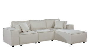 English Elm Harvey Linen Sectional Sofa with Reversible Chaise for Modern Living Rooms B061S00286