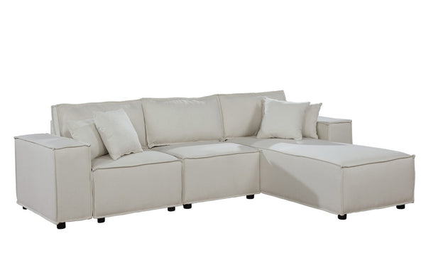 English Elm Harvey Linen Sectional Sofa with Reversible Chaise for Modern Living Rooms B061S00286