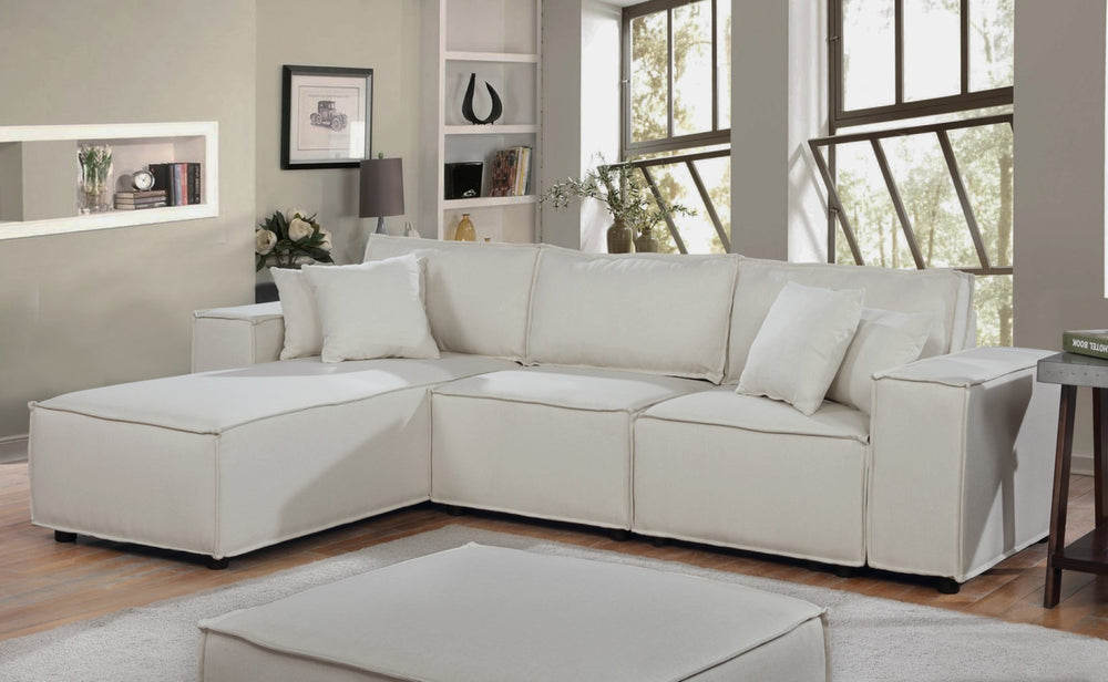 English Elm Harvey Linen Sectional Sofa with Reversible Chaise for Modern Living Rooms B061S00286