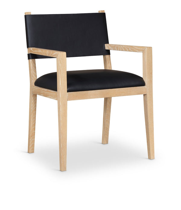 Meridian Furniture Avon Vegan Leather Dining Arm Chair with Ash Wood Legs for Modern Spaces 88016Black-AC