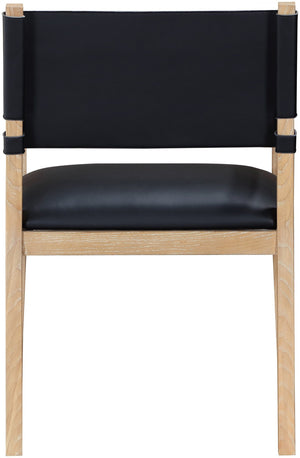 Meridian Furniture Avon Vegan Leather Dining Arm Chair with Ash Wood Legs for Modern Spaces 88016Black-AC