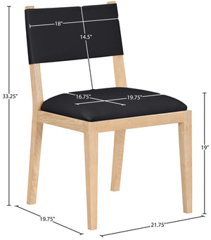 Meridian Furniture Avon Vegan Leather Dining Chair with Ash Wood Frame for Modern Kitchens 88016Black-SC
