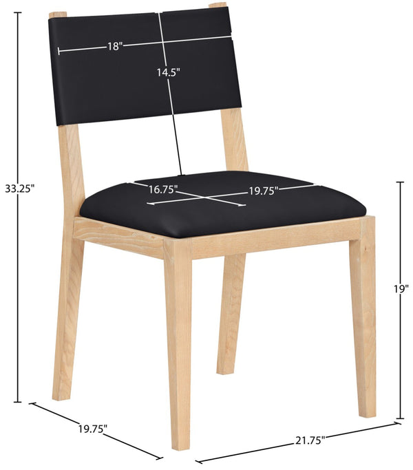 Meridian Furniture Avon Vegan Leather Dining Chair with Ash Wood Frame for Modern Kitchens 88016Black-SC