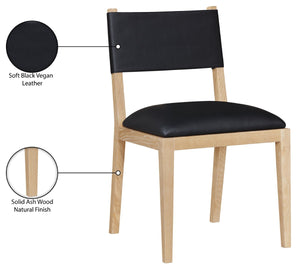 Meridian Furniture Avon Vegan Leather Dining Chair with Ash Wood Frame for Modern Kitchens 88016Black-SC
