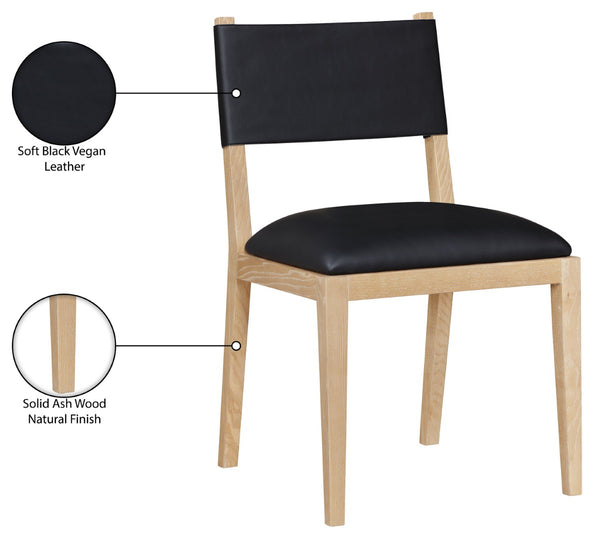 Meridian Furniture Avon Vegan Leather Dining Chair with Ash Wood Frame for Modern Kitchens 88016Black-SC