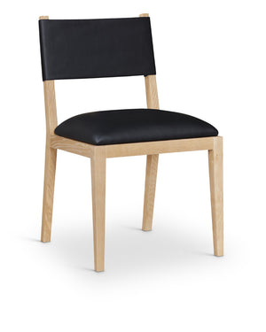 Meridian Furniture Avon Vegan Leather Dining Chair with Ash Wood Frame for Modern Kitchens 88016Black-SC