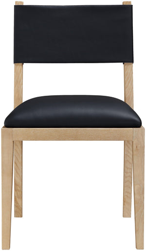 Meridian Furniture Avon Vegan Leather Dining Chair with Ash Wood Frame for Modern Kitchens 88016Black-SC