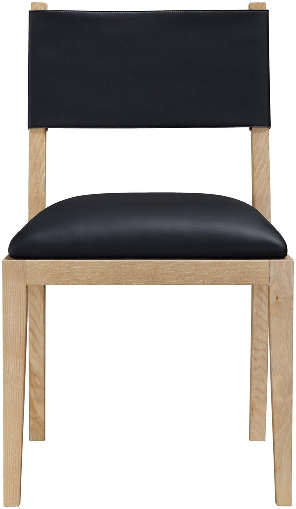 Meridian Furniture Avon Vegan Leather Dining Chair with Ash Wood Frame for Modern Kitchens 88016Black-SC