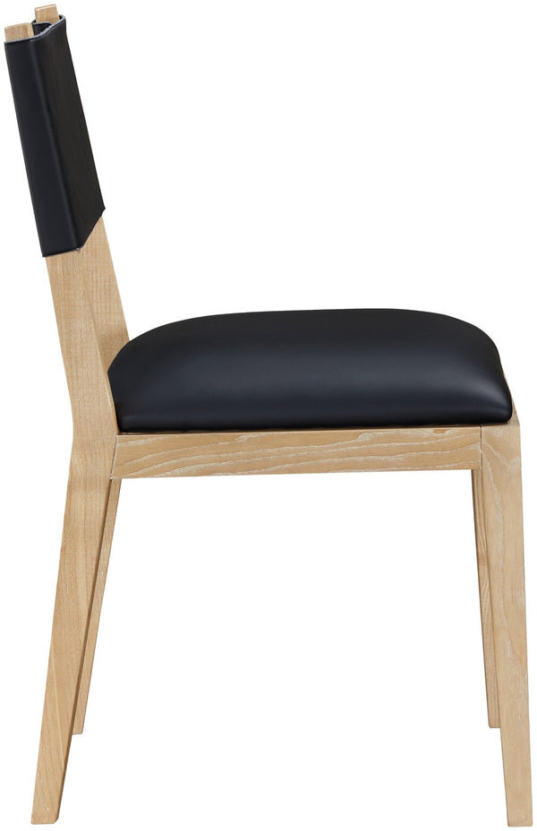 Meridian Furniture Avon Vegan Leather Dining Chair with Ash Wood Frame for Modern Kitchens 88016Black-SC