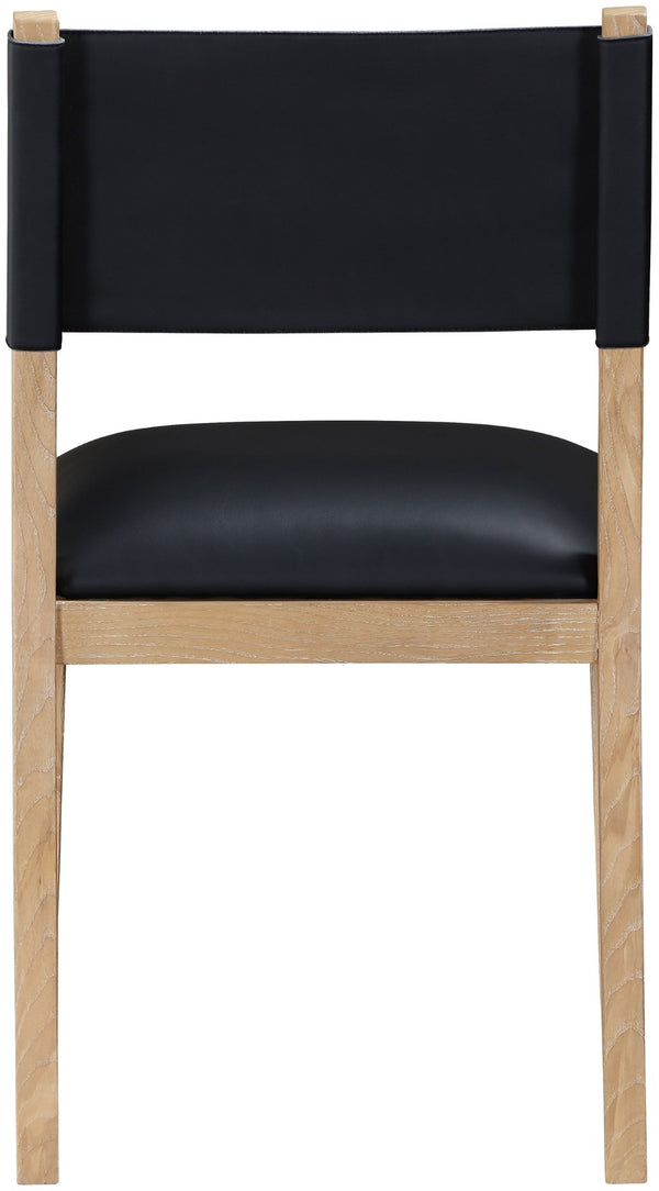 Meridian Furniture Avon Vegan Leather Dining Chair with Ash Wood Frame for Modern Kitchens 88016Black-SC