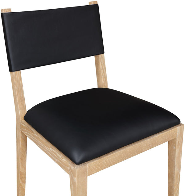 Meridian Furniture Avon Vegan Leather Dining Chair with Ash Wood Frame for Modern Kitchens 88016Black-SC