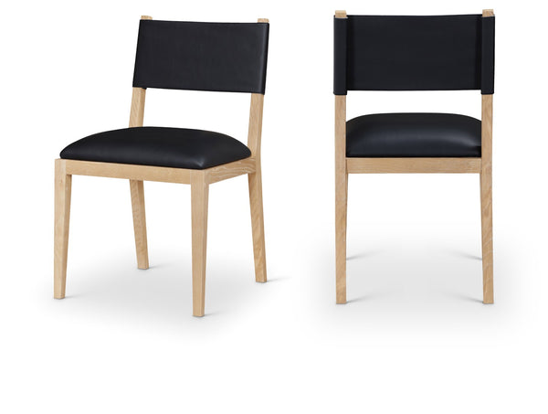 Meridian Furniture Avon Vegan Leather Dining Chair with Ash Wood Frame for Modern Kitchens 88016Black-SC