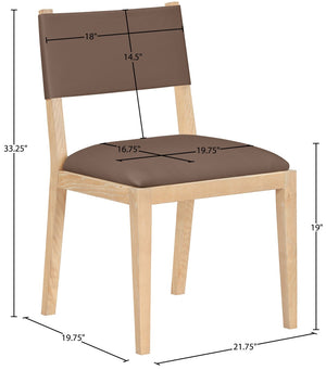 Meridian Furniture Avon Contemporary Vegan Leather Dining Chair with Solid Ash Wood Frame 88016Brown-SC