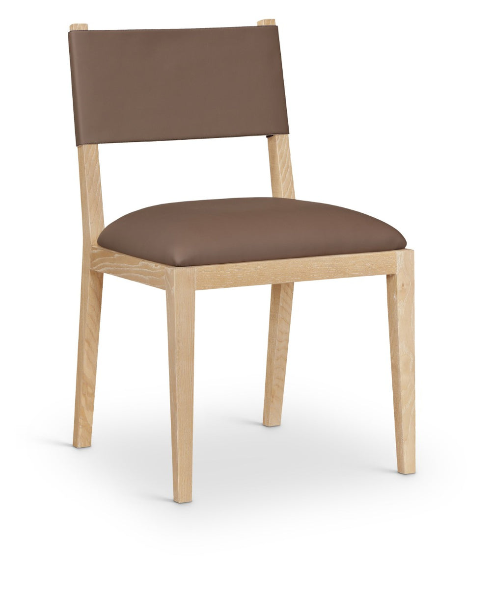 Meridian Furniture Avon Contemporary Vegan Leather Dining Chair with Solid Ash Wood Frame 88016Brown-SC