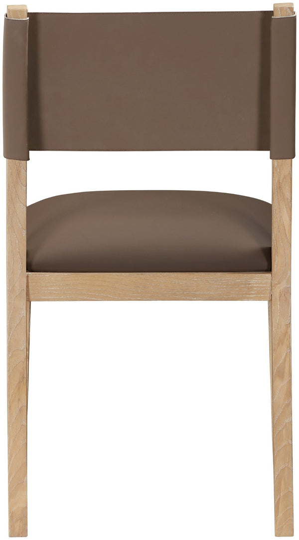 Meridian Furniture Avon Contemporary Vegan Leather Dining Chair with Solid Ash Wood Frame 88016Brown-SC