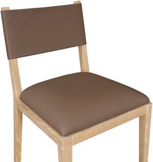 Meridian Furniture Avon Contemporary Vegan Leather Dining Chair with Solid Ash Wood Frame 88016Brown-SC