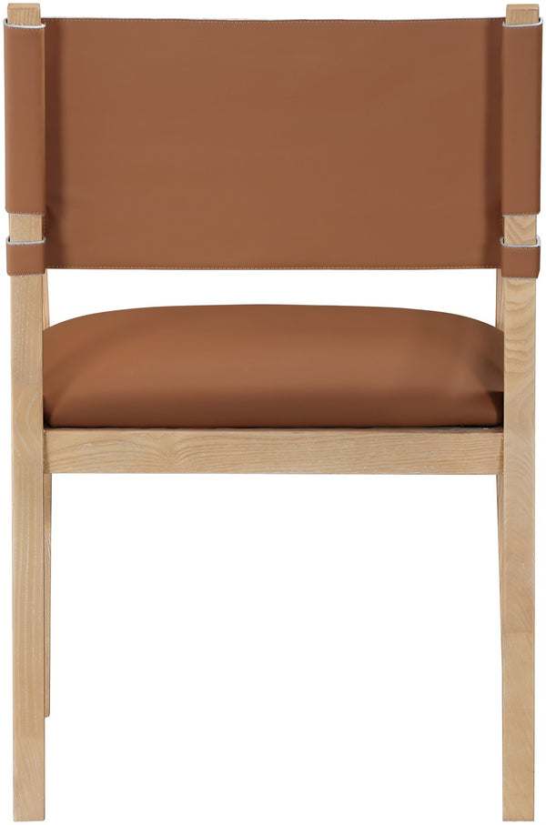 Meridian Furniture Avon Cognac Vegan Leather Arm Chair with Ash Wood Frame for Modern Dining 88016Cognac-AC