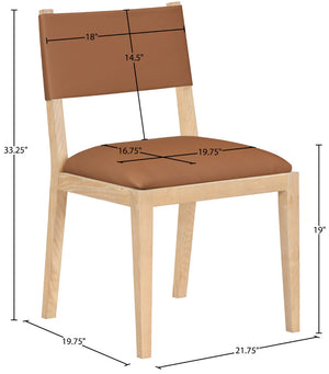 Meridian Furniture Avon Cognac Vegan Leather Dining Chair with Solid Ash Wood Frame for Modern Rooms 88016Cognac-SC