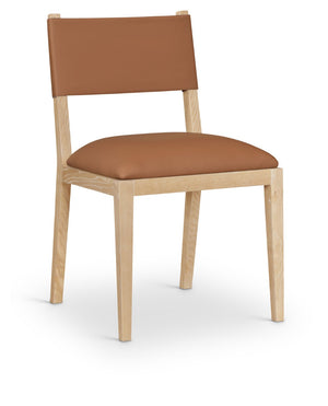 Meridian Furniture Avon Cognac Vegan Leather Dining Chair with Solid Ash Wood Frame for Modern Rooms 88016Cognac-SC