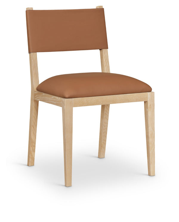 Meridian Furniture Avon Cognac Vegan Leather Dining Chair with Solid Ash Wood Frame for Modern Rooms 88016Cognac-SC