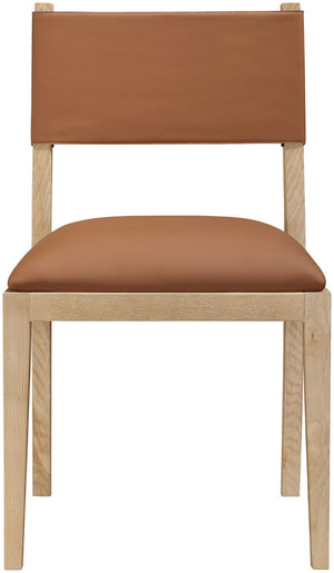 Meridian Furniture Avon Cognac Vegan Leather Dining Chair with Solid Ash Wood Frame for Modern Rooms 88016Cognac-SC