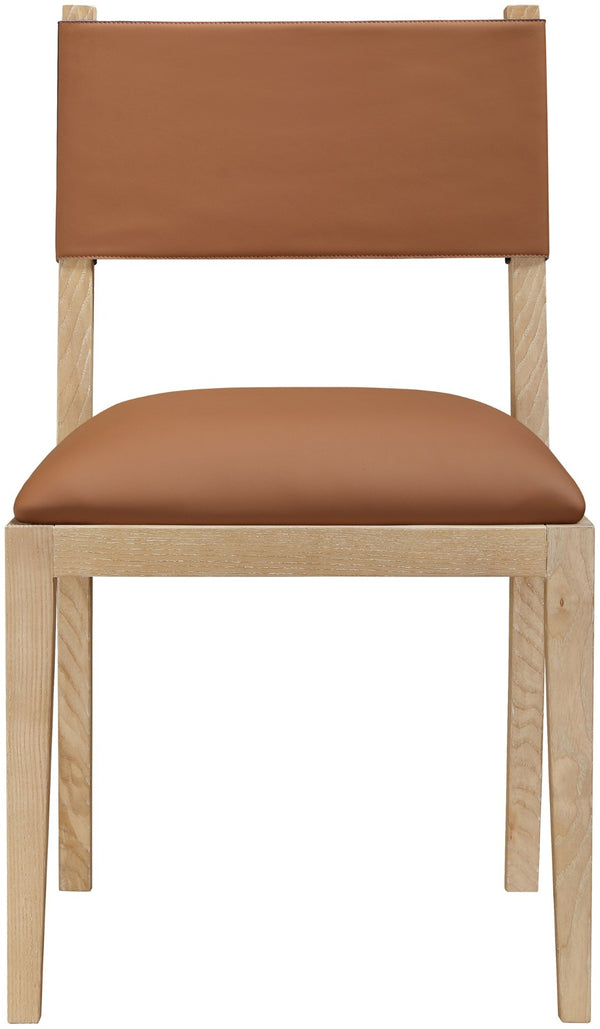 Meridian Furniture Avon Cognac Vegan Leather Dining Chair with Solid Ash Wood Frame for Modern Rooms 88016Cognac-SC