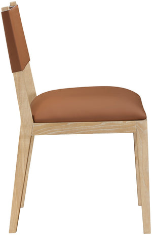 Meridian Furniture Avon Cognac Vegan Leather Dining Chair with Solid Ash Wood Frame for Modern Rooms 88016Cognac-SC