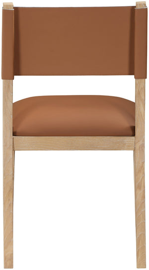 Meridian Furniture Avon Cognac Vegan Leather Dining Chair with Solid Ash Wood Frame for Modern Rooms 88016Cognac-SC